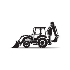 Naklejka premium Backhoe loader industrial machine silhouette solid black icon artwork