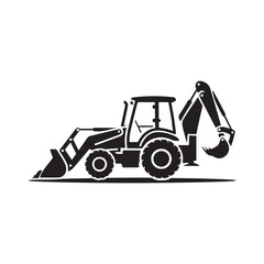 Fototapeta premium Backhoe loader excavation machinery bold solid icon illustration