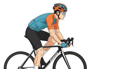 Obraz premium Animated Cyclist Riding on a Road Bike, Perfect for Sport Illustration