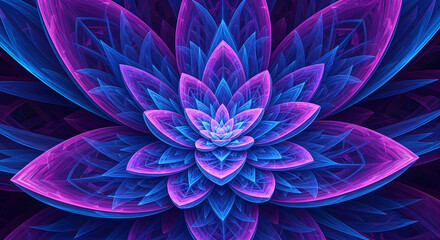 Radiant Bloom A Mesmerizing Floral Abstraction in Violet and Blue