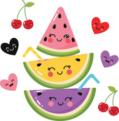 Smiling fruits create a happy tower of juicy sweetness, perfect for kids or a fun summer party