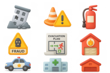 3d emergency and safety icons: dynamic symbols for alertness and preparedness