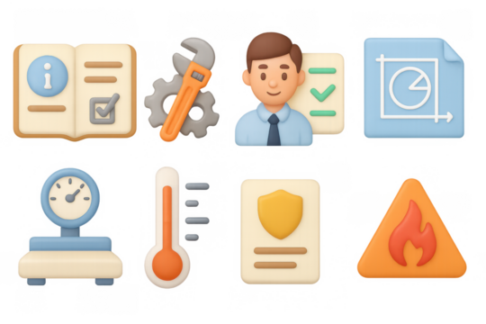 Business and maintenance icons collection with 3d design