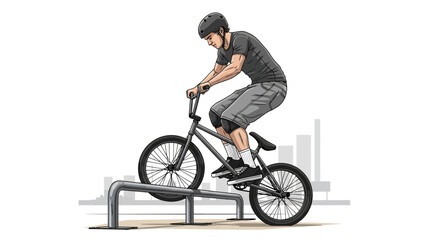 Obraz premium Dynamic Illustration of a BMX Rider Executing a Grind Trick on Rail