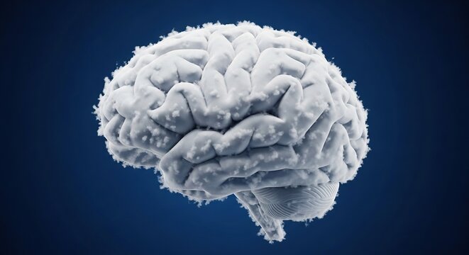 Detailed 3d render of human brain with complex surface texture