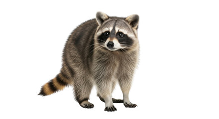 Obraz premium Raccoon standing and looking ahead isolated PNG with Transparent Background
