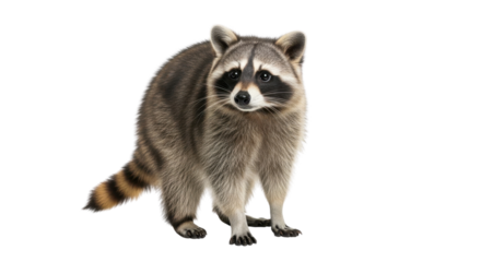 Raccoon standing and looking ahead isolated PNG with Transparent Background