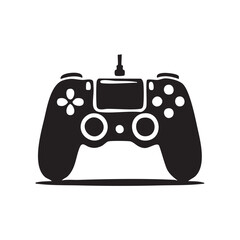 Stylized Vector Illustration of a Modern Gaming Controller Black Silhouette Isolated on White Background A Symbol of Digital Entertainment