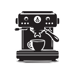 Fototapeta premium Elegant Espresso Machine Illustration for Coffee Lovers Minimalist Design Black and White Silhouette Suitable for Branding and Decor