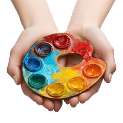 Hands Holding Color Paint Palette transparent background png