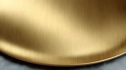A gold metal plate featuring a sleek brushed finish, reflecting light with a subtle sheen and elegant texture.