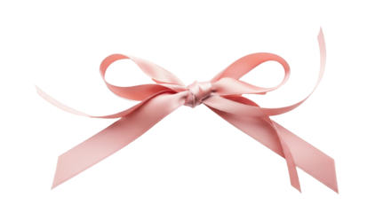 Pink satin ribbon tied in a bow isolated PNG with Transparent Background