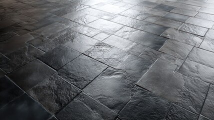 Elegant Slate Tile Flooring Texture in Dark Gray with Seamless 3D Design