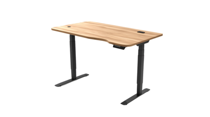 Modern wooden laptop desk with metal legs isolated on transparent background