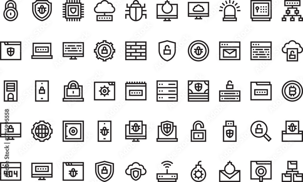 Wall mural computer security and safety icons modern illustration symbol design template for web and mobile ui.