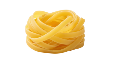 Single nest of uncooked fresh tagliatelle pasta isolated PNG with Transparent Background