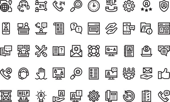 Customer support and service Icons Modern Illustration Symbol Design Template for Web and Mobile UI. Editable Stroke Pictogram for Business Projects and Apps.