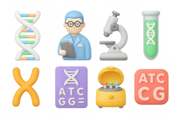 3d genetic research tools and scientist in pastel colors