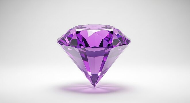 Sparkling purple diamond gemstone isolated on white background