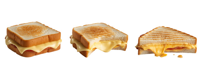 Indulgent grilled cheese sandwiches with gooey melted cheese, perfectly toasted bread, and a hint of savory filling, offering pure comfort and deliciousness