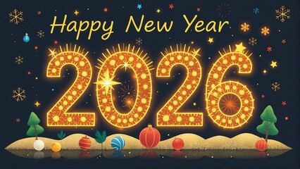 Sparkling 2026 New Year celebration with festive lights