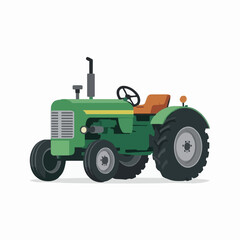 Obraz premium Classic Green Farm Tractor Side View - Retro Agriculture Vehicle