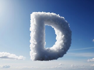 Fototapeta premium A fluffy white cloud forms the shape of the letter D against a clear blue sky
