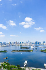 Naklejka premium 日本東京台場からの都市風景