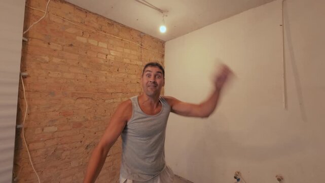  Plates are thrown at the man, which break against the wall. The evil wife throws dishes at her husband. Family conflict. From the first person.