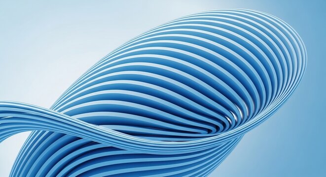 Abstract blue 3d wave pattern with smooth curves and modern design