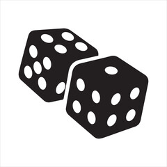 lucky dice silhouette vector art illustration on white background