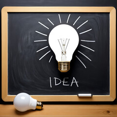 Blackboard with idea bulb