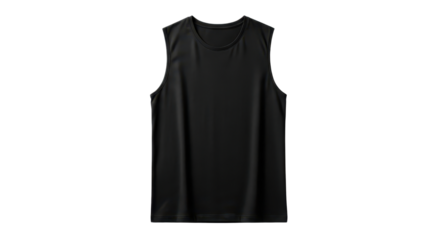 Black sleeveless shirt for workout or casual wear isolated PNG with Transparent Background
