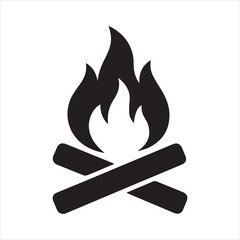 bonfire icon silhouette vector art illustration on white background