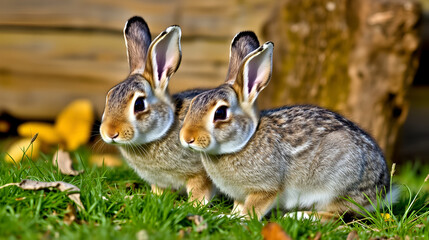 European Rabbits (Oryctolagus cuniculus), Emsland, Lower Saxony, Germany