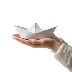 Hands Holding Paper Boat transparent background png