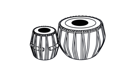 Indian Tabla percussion instrument musical design isolated PNG with Transparent Background
