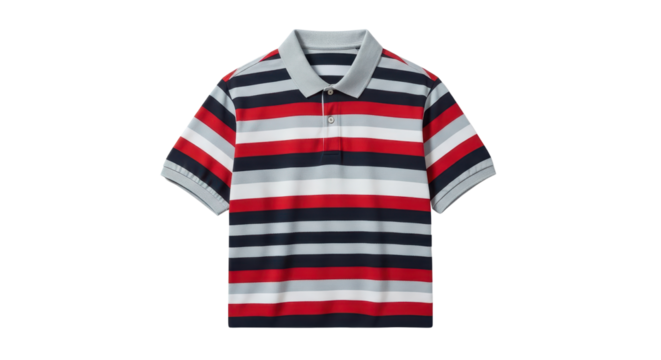 Striped polo shirt with short sleeves isolated PNG with Transparent Background