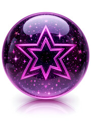 3D render holographic element icon PNG element on isolated background. Pink and purple symbol stars