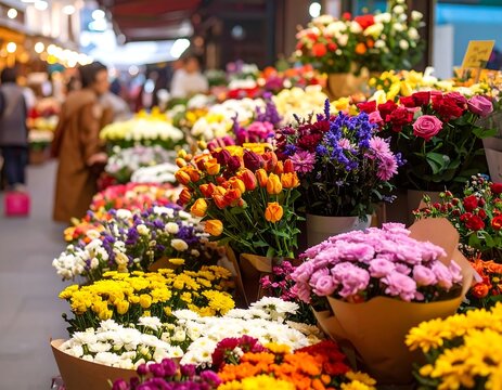 Colorful flower market - Powered by Adobe