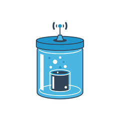 Illustration of a jar with a device inside, possibly related to science or technology.