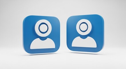 Two blue user profile icons isolated on white background