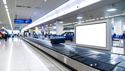 Obraz premium Airport baggage claim area with blank advertisement