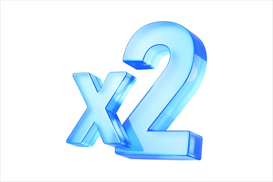 3D Blue x2 Symbol,
3D Blue x2 Symbol &ndash; Double Quantity Icon Render