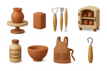 3d clay pottery tools and equipment collection for creative crafting