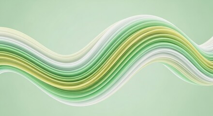 Abstract green and yellow wavy lines on light background