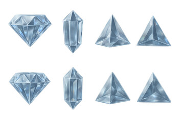 Geometric crystal shapes collection: diamond, prism, pyramid, triangle