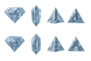 Geometric crystal shapes collection: diamond, prism, pyramid, triangle