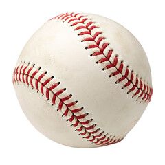 Closeup of a classic baseball with red stitches on a white background for sporting equipment lovers
