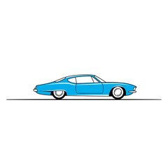 A minimalist vector illustration of a car with a single, simple line for the road.